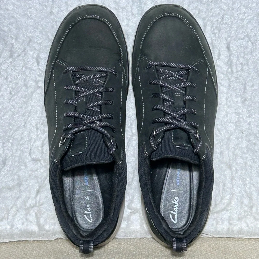 Clarks Womens Black Wave 2.0 Nubuck/Textile Waterproof Lace Sneaker Shoes SZ 9.5 - Picture 5 of 11